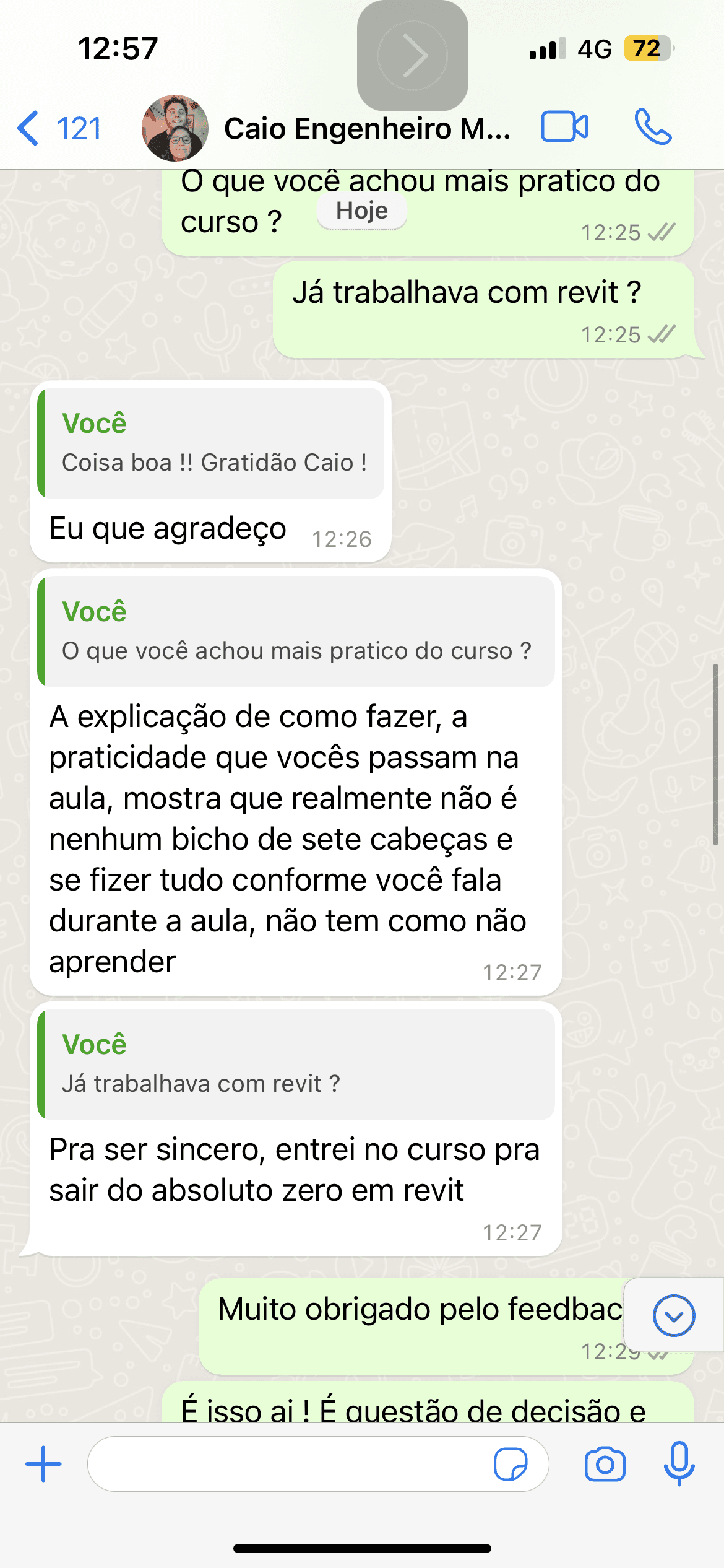 Depoimento de aluno